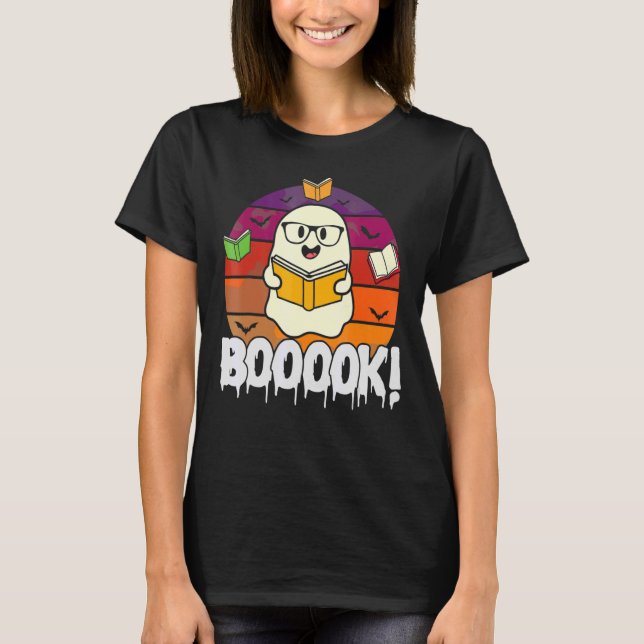 Camiseta Livros Ghost Boo Ler Livros Biblioteca Livro (Frente)