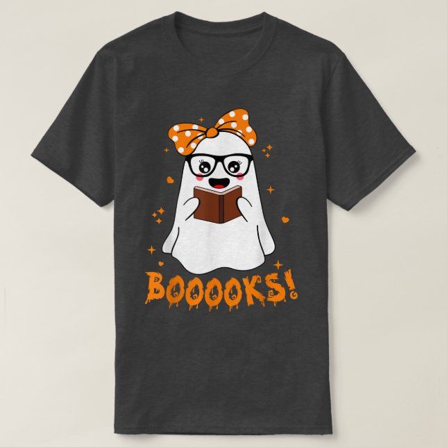 Camiseta Livros Ghost Funny Boo Ler Livros Biblioteca Lover (Frente do Design)