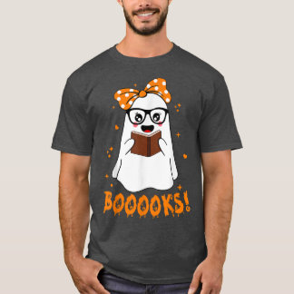 Camiseta Livros Ghost Funny Boo Ler Livros Biblioteca Lover
