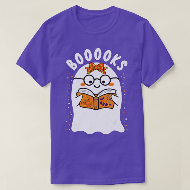 Camiseta Livros! Ghost Lendo Biblioteca de Livros de Folha  (Frente do Design)