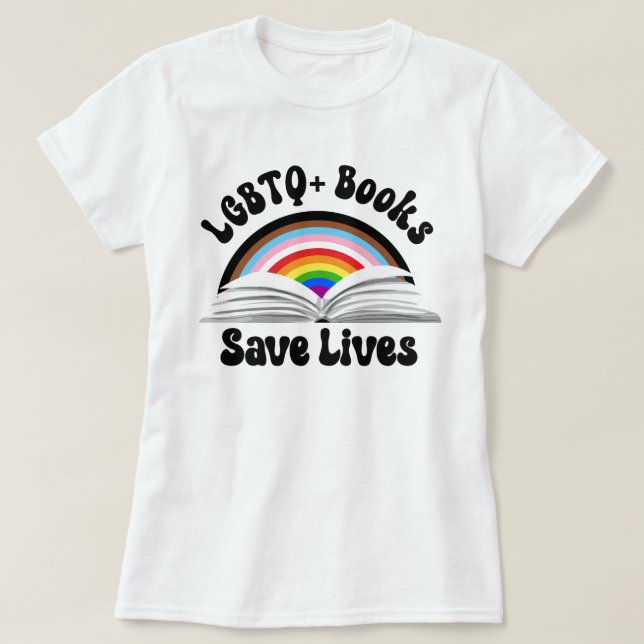 Camiseta Livros LGBTQ+ salvam vidas (Frente do Design)