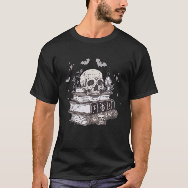 Camiseta Livros Ortográficos Retro Skull Halloween Amor (Frente)