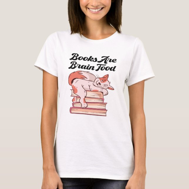 Camiseta Livros - Os Livros São Comida Cerebral (Frente)