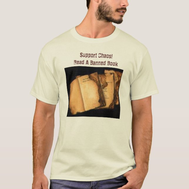 Camiseta Livros queimados, caos do apoio! Leia um livro (Frente)