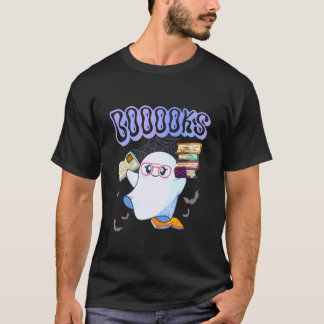 Camiseta Livros Retro Booooks Fantasma Halloween Biblioteca
