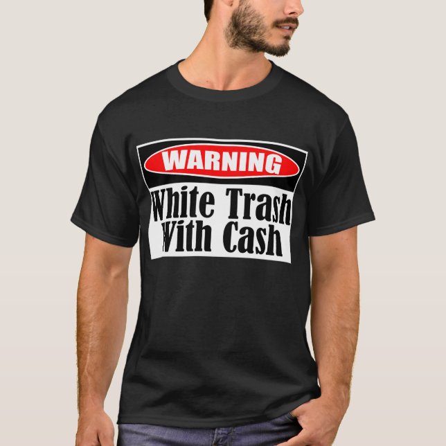 Camiseta Lixo branco com etiqueta do dinheiro (Frente)