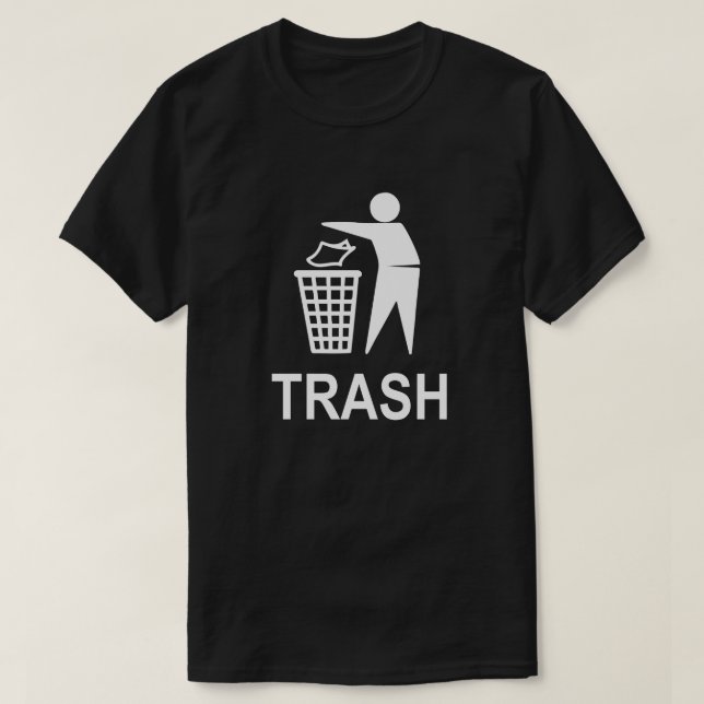 Camiseta Lixo Branco da Parte Lixo Pode Lançar Reciclar de  (Frente do Design)