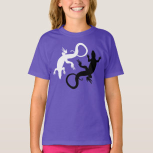 Camiseta Lizard de Menina Camisa Orgânica de Arte 