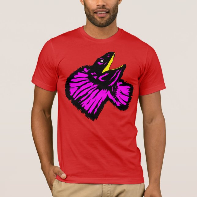 Camiseta Lizard de pescoço rosado, cor-de-rosa, estilizado (Frente)