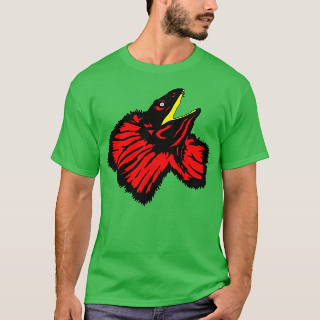 Camiseta Lizard de pescoço Vermelho Estilizado Neon (Frente)
