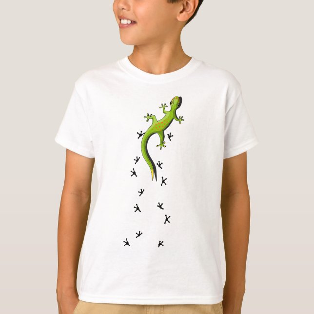 Camiseta Lizard Rótulo Cute Com Traços Subindo Gecko (Frente)