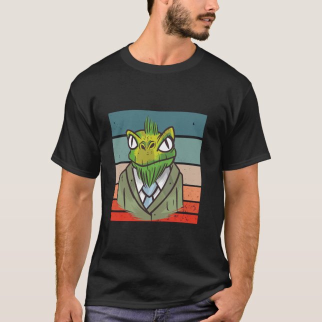 Camiseta Lizard suit formal cartoon retro, earthy tones Rep (Frente)