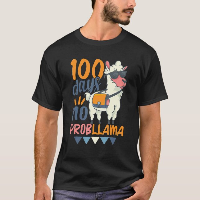 Camiseta Llama 100º Dia da Escola 100 Dias Sem Problema (Frente)