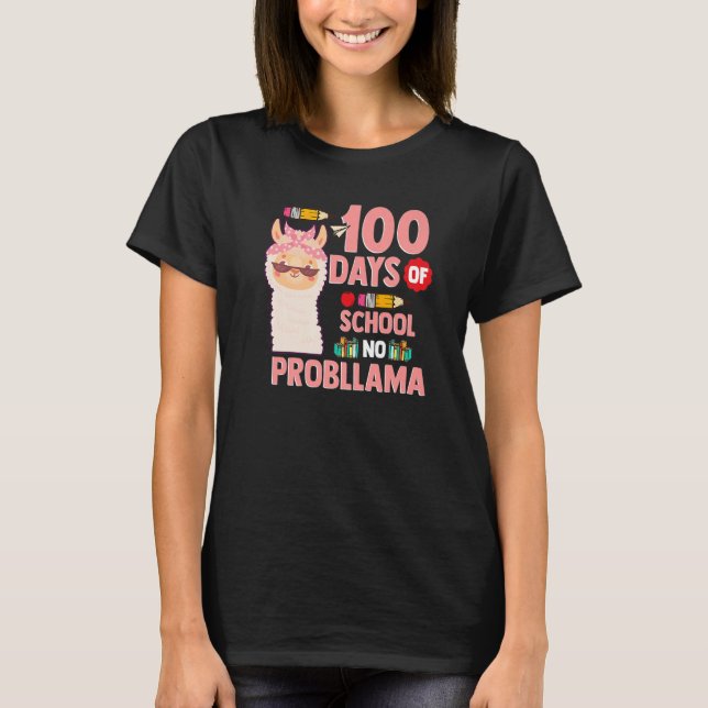 Camiseta Llama 100 Days of School Gift No Probllama Teacher (Frente)