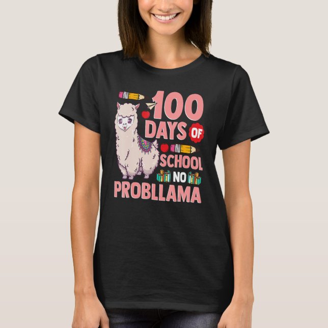 Camiseta Llama 100 Days Of School No Probllama Teacher Stud (Frente)