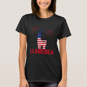 Camiseta Llama 4 de Julho Llamerica Bandeira Americana