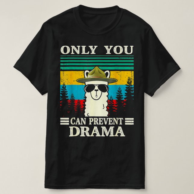 Camiseta Llama Acampando Apenas Você Pode Impedir Drama Vin (Frente do Design)