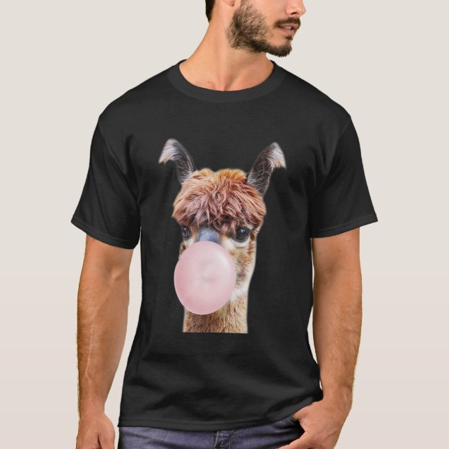 Camiseta Llama Alpaca Bubble Gum Animal Farms Life (Frente)