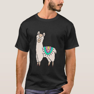Camiseta llama alpaca de desenho animado sorridente e feliz