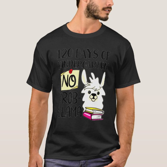 Camiseta Llama & Alpaca Lovers 120 Days of Kindergarten No  (Frente)
