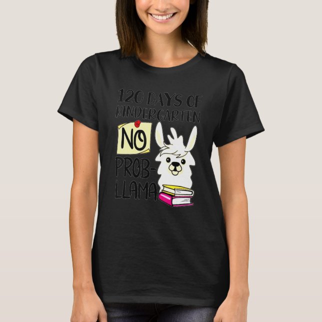 Camiseta Llama & Alpaca Lovers 120 Days of Kindergarten No  (Frente)