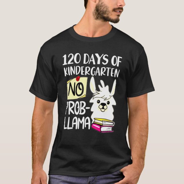 Camiseta Llama & Alpaca Lovers 120 Days of Kindergarten No  (Frente)
