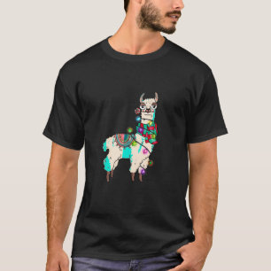 Camiseta Llama Alpaca Papais noeis Engraçados Ilumina Pijam