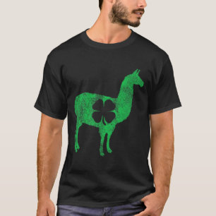 Camiseta Llama Alpaca Presente Dia de São Patrício Trevo T