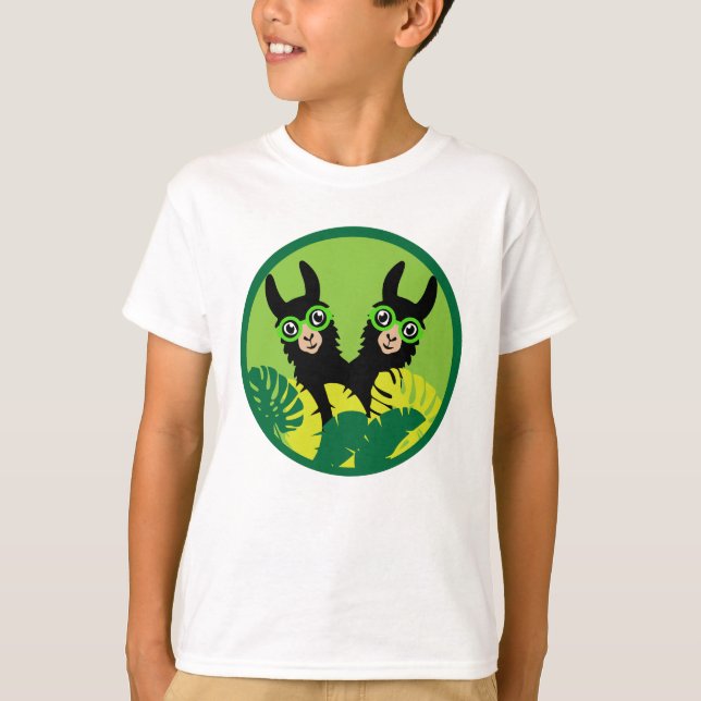Camiseta Llama Alpaca Twin Boy Brothers (Frente)