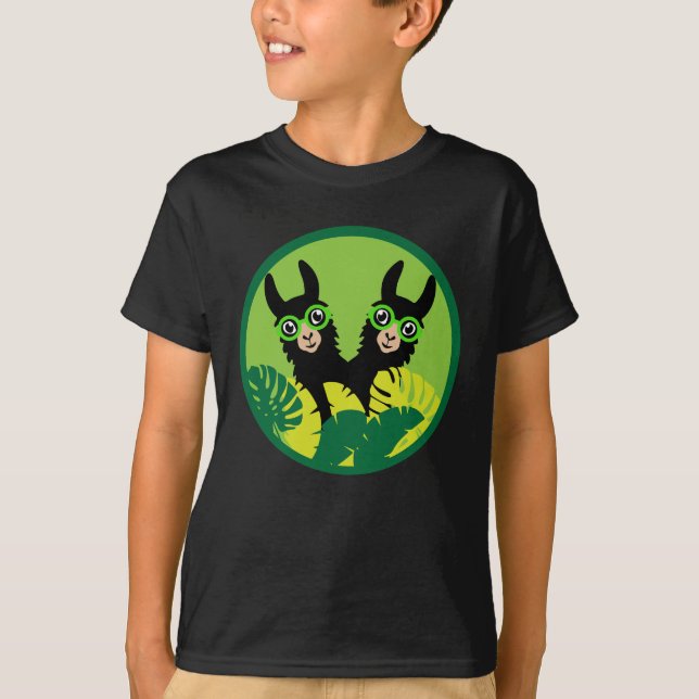 Camiseta Llama Alpaca Twin Boy Brothers (Frente)