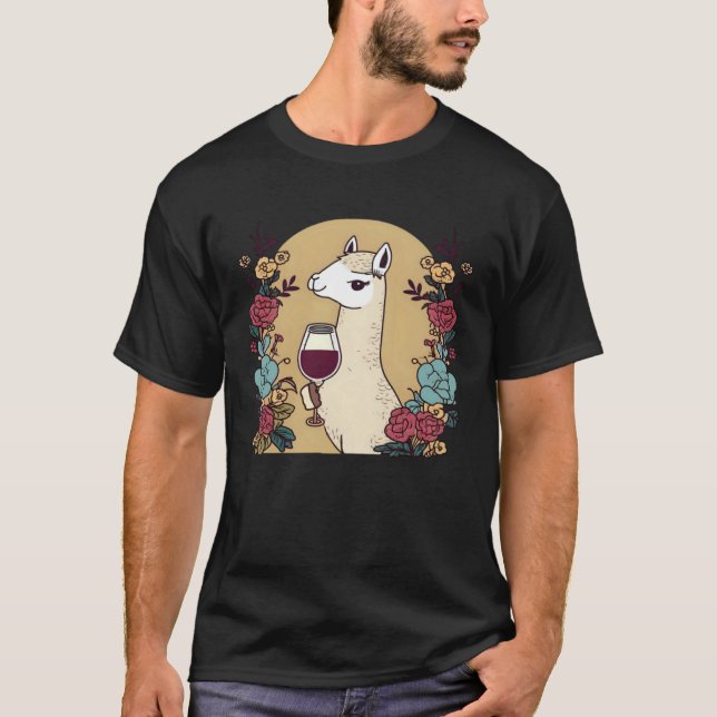 Camiseta Llama Alpaca Wine Design Alpaca Llama (Frente)