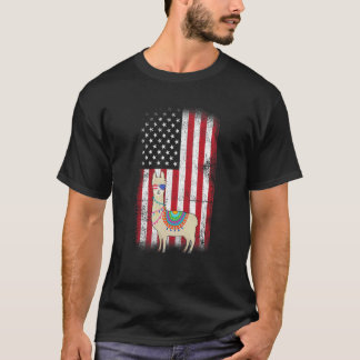 Camiseta Llama American Flag Boys Raparigas Women Quarto De