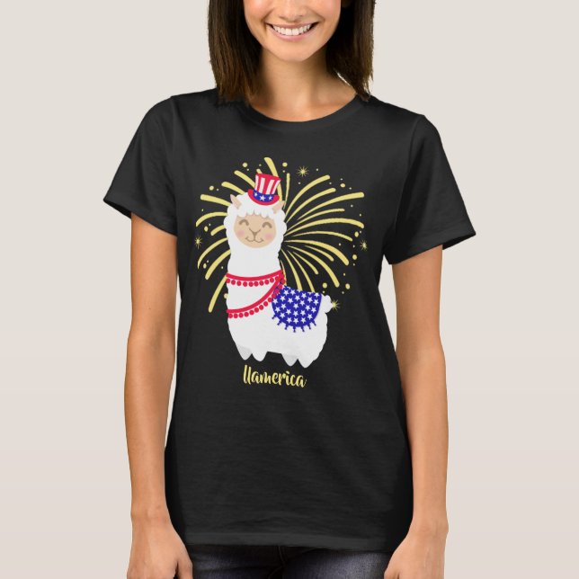 Camiseta Llama American julho 4º T-Shirt (Frente)