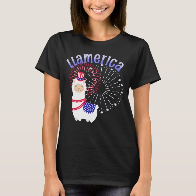 Camiseta Llama Americano 4 de julho (Frente)