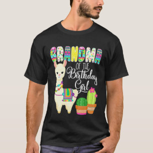 Camiseta Llama Aniversário Avó Da Menina Do Aniversário Faz