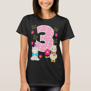 Camiseta Llama aniversário de 3 anos de 3 anos Festa Cute L