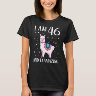 Camiseta Llama Aniversário Eu Tenho 46 Anos E É Incrível