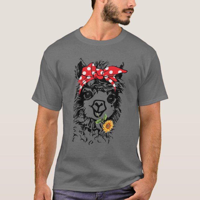 Camiseta Llama Bandana - Alpaca Llama Animal Graphi (Frente)