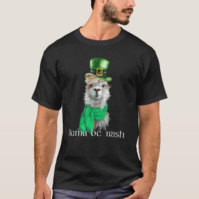Camiseta Llama Be Irish Dia de São Patrício Lama Leprechaun (Frente)