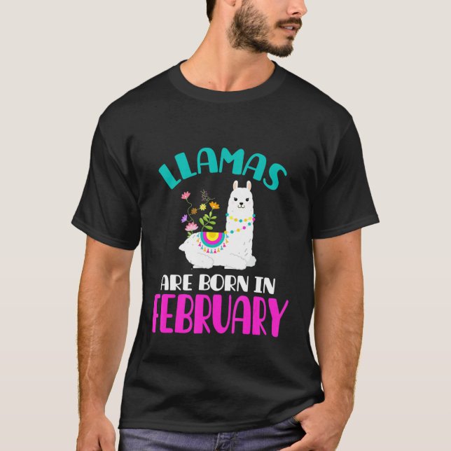 Camiseta Llama Birthday fevereiro Aniversário (Frente)