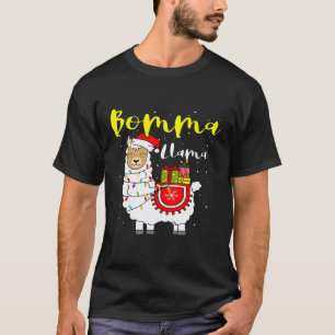 Camiseta Llama Bomma Luzes Chapéu de Papai Noel Pijama Nata