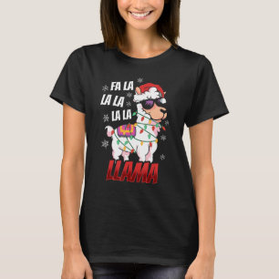 Camiseta Llama Christmas Fa La Llama Xmas Lights