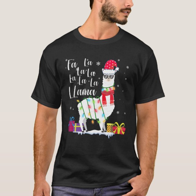 Camiseta Llama Christmas Sweater Fa La Lama Funny X-Mas (Frente)