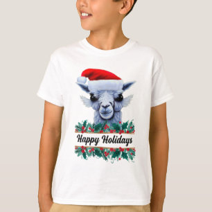 Camiseta Llama Com Papai Noel Com Texto