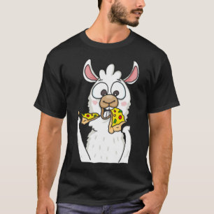 Camiseta Llama Comendo Pizza Encantada Alpaca Pizza Comida 