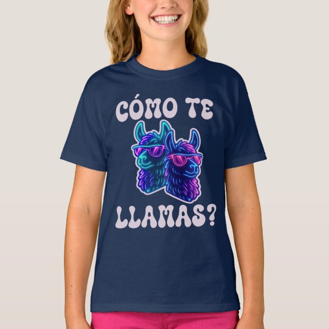Camiseta Llama Como Te Llamas Funny Espanhol (Frente)