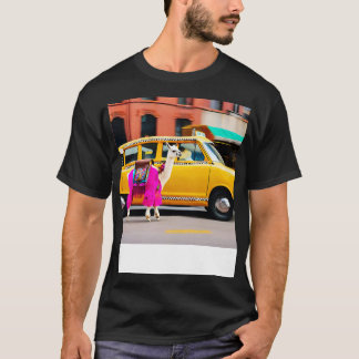 Camiseta Llama correndo em Taxi Happy Llama
