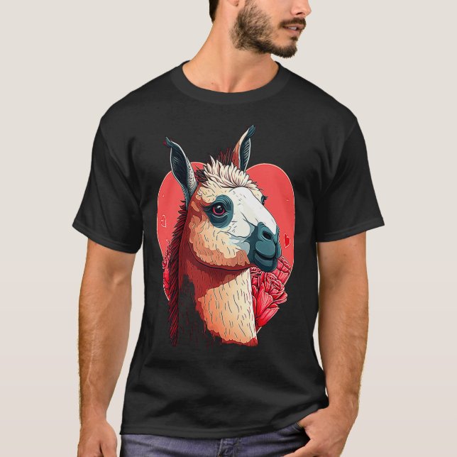 Camiseta Llama Cute Alpaca Valentines Day Animal  (Frente)