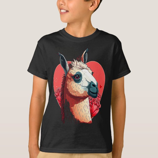 Camiseta Llama Cute Alpaca Valentines Day Animal  (Frente)