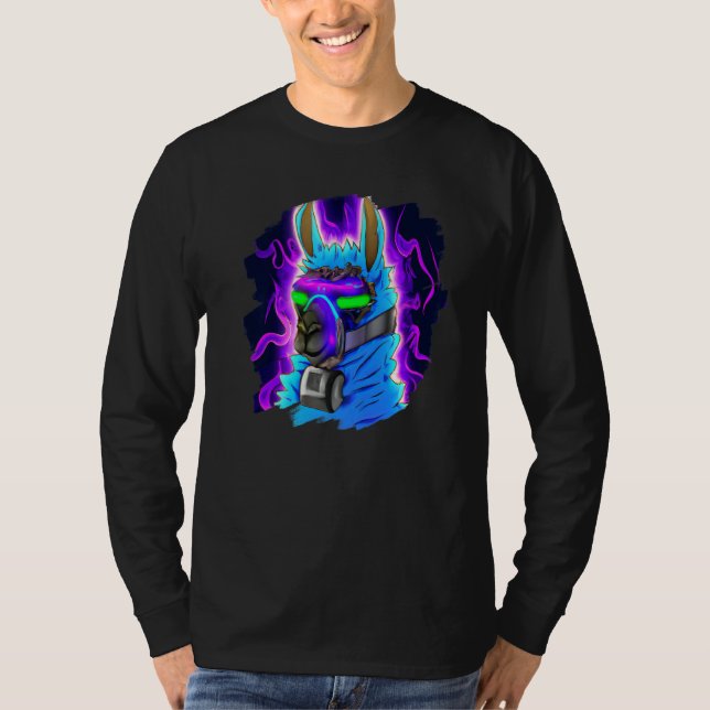 Camiseta Llama Cyborg Robot Llama Cool Artistic Retro Alpac (Frente)